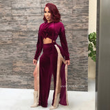 Load image into Gallery viewer, Velvet Snapped Pants Set (Wine)