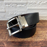Load image into Gallery viewer, Prada Saffiano Leather Silver Buckle Belt Black