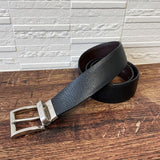 Load image into Gallery viewer, Prada Saffiano Leather Silver Buckle Belt Black