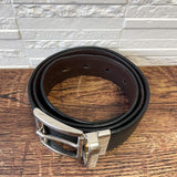 Load image into Gallery viewer, Prada Saffiano Leather Silver Buckle Belt Black