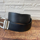 Load image into Gallery viewer, Prada Saffiano Leather Silver Buckle Belt Black