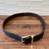 Load image into Gallery viewer, Prada Saffiano Leather Silver Buckle Belt Black
