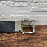Load image into Gallery viewer, Prada Saffiano Leather Silver Buckle Belt Black