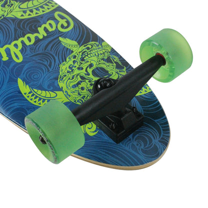 Paradise Longboard Turtle Skull Kicktail 9.75" x 44" Blue / Green