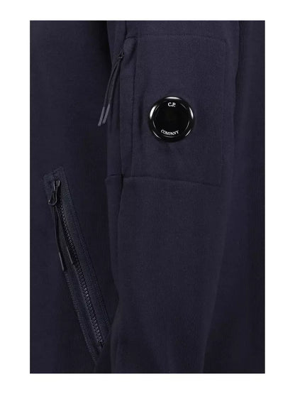 Cp Company Quarter Zip Collar Sweatshirt In Navy