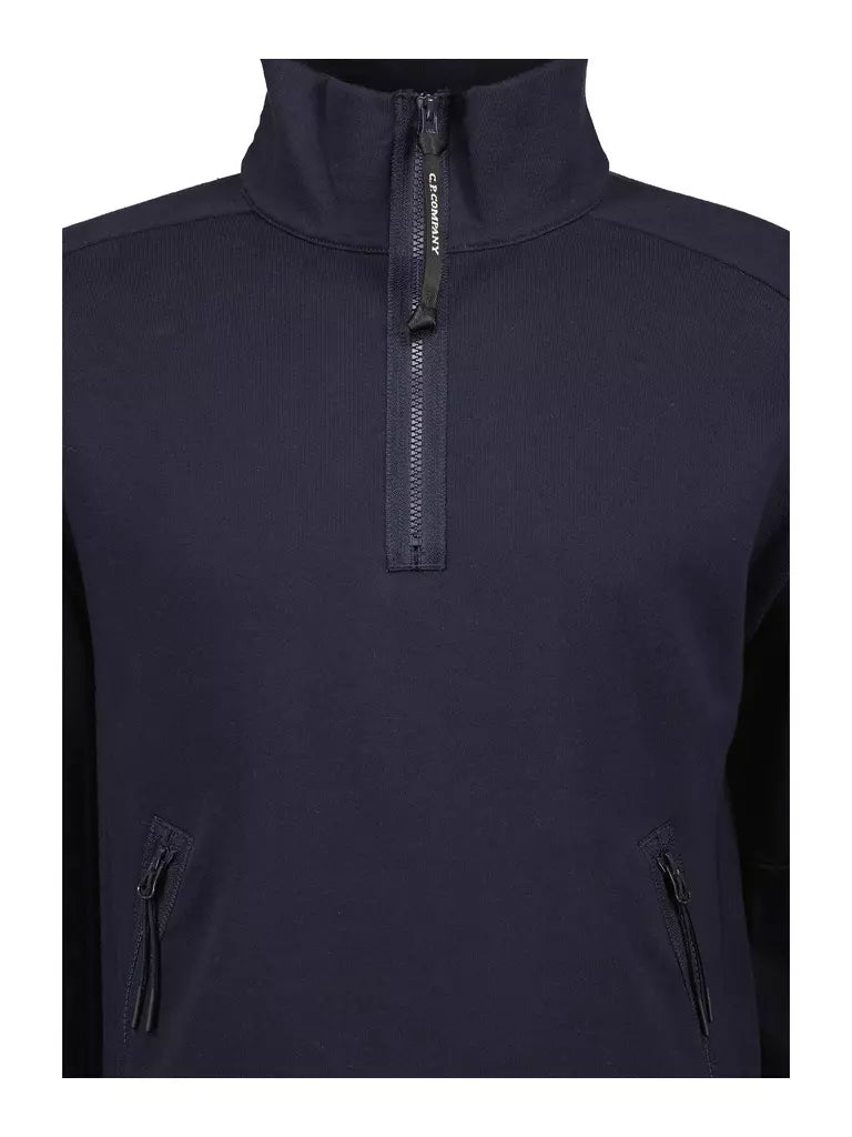 Cp Company Quarter Zip Collar Sweatshirt In Navy
