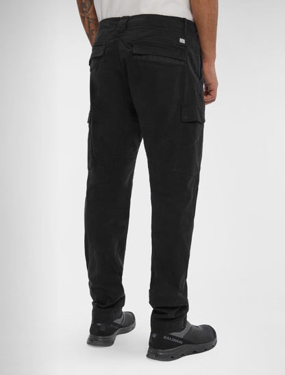 Cp Company 124A Stretch Satin Lens Cargo Pants In Black