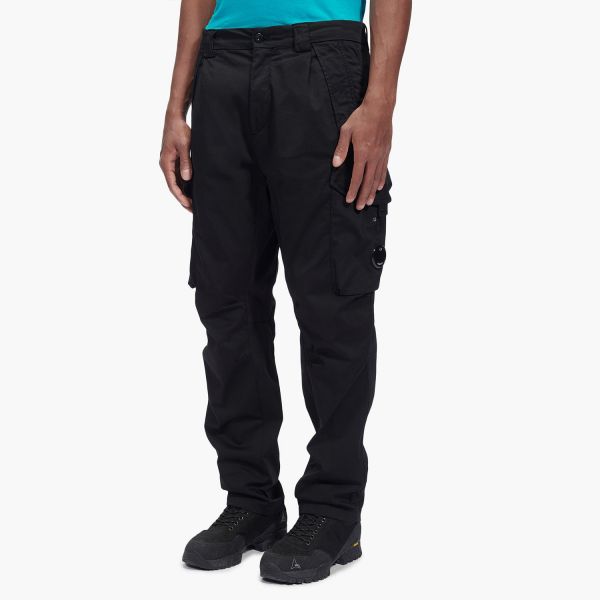 Cp Company 059A Stretch Sateen Loose Fit Lens Cargo Pants In Black