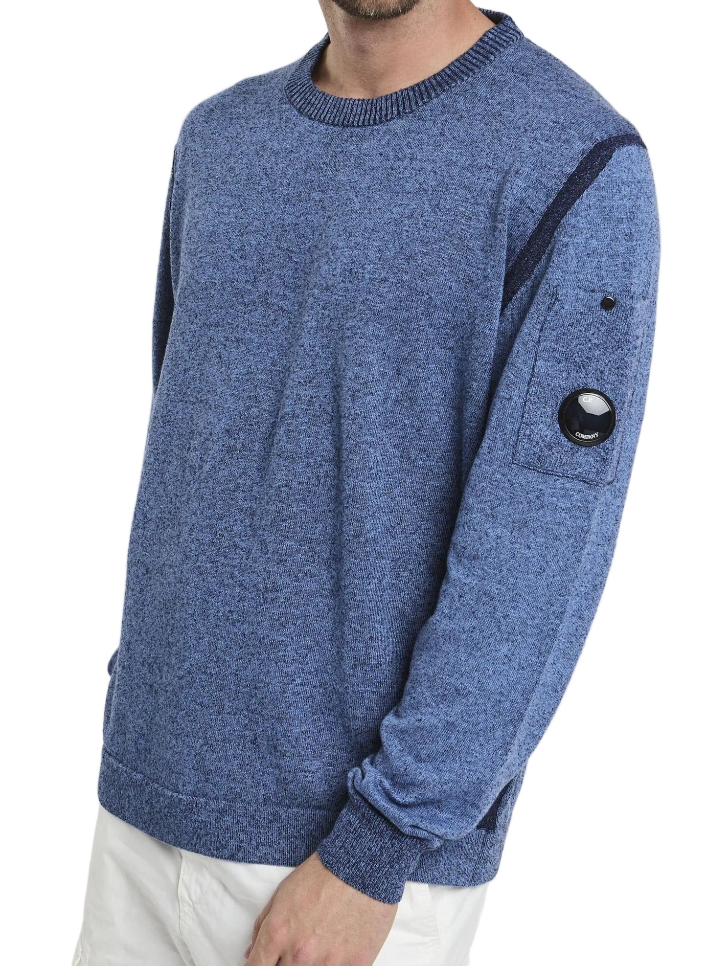 Cp Company Sea Island Lens Knit In Ink Blue