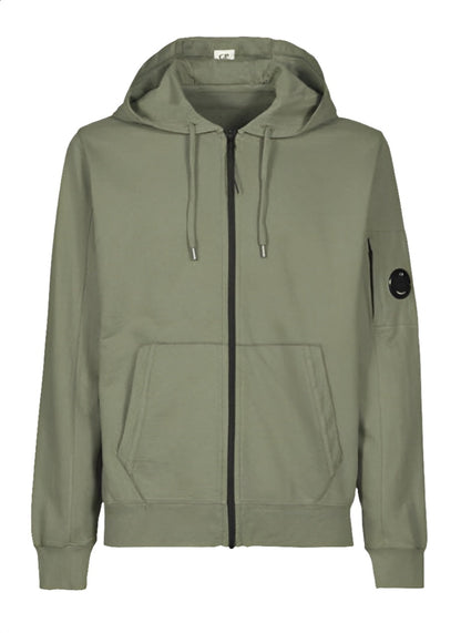 Cp Company Hooded Lens Full Zip In Bronze Green