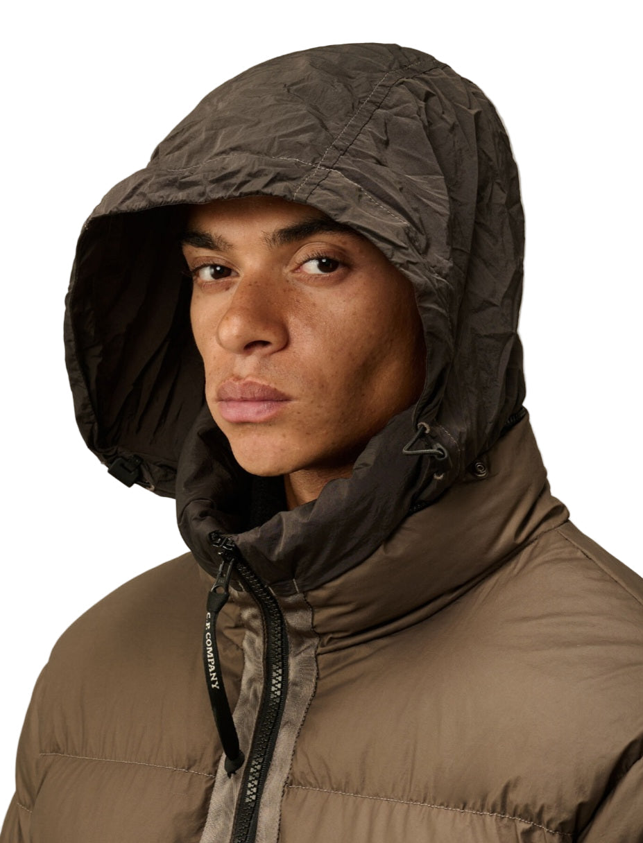 Cp Company 265A Lens Bi-Tm Down Jacket In Walnut Brown