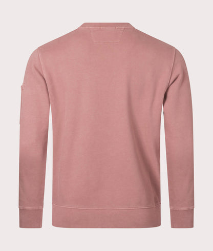 Cp Company Brushed Emerized Resist Dyed Lens Sweatshirt In Cedar Wood