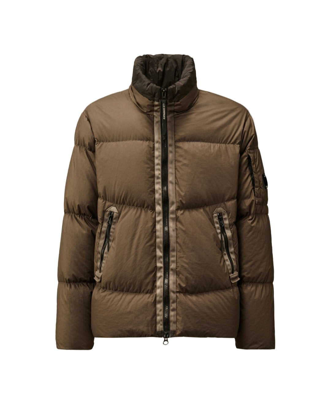 Cp Company 265A Lens Bi-Tm Down Jacket In Walnut Brown