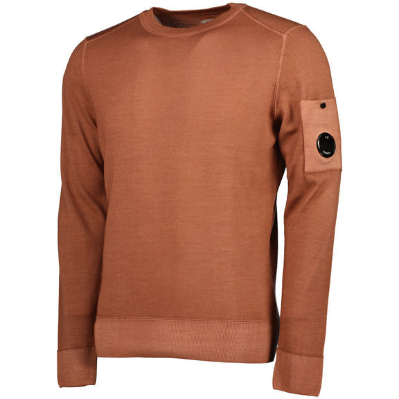 Cp Company 245A Garment Dyed Merino Wool Lens Sweatshirt In Cedar Wood