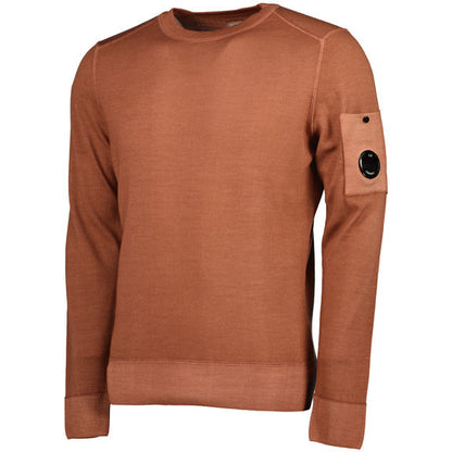 Cp Company 245A Garment Dyed Merino Wool Lens Sweatshirt In Cedar Wood