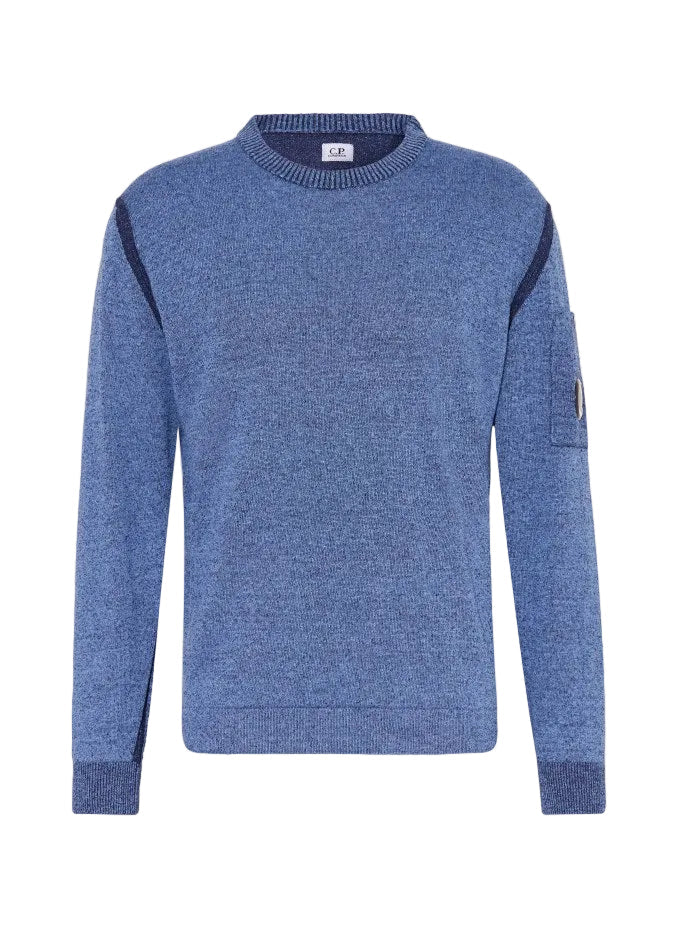 Cp Company Sea Island Lens Knit In Ink Blue