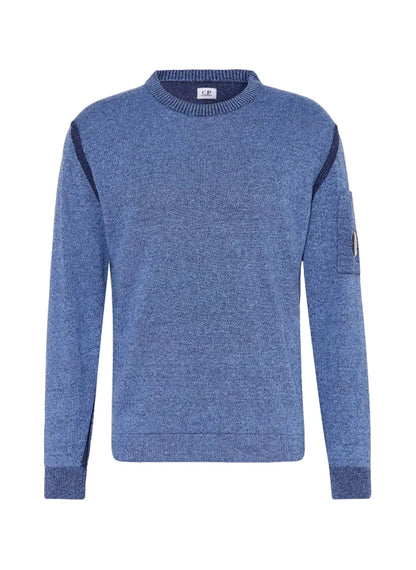 Cp Company Sea Island Lens Knit In Ink Blue