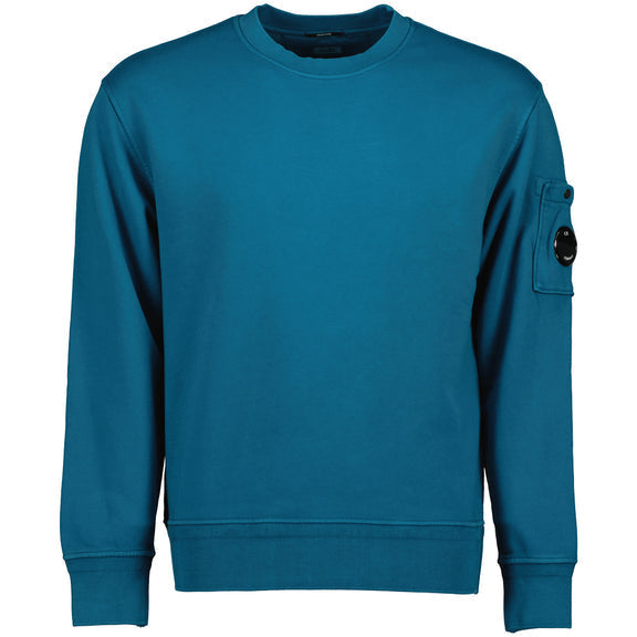 Cp Company Loose Fit Lens Diagonal Fleece Resist Dyed Sweatshirt In Ink Blue