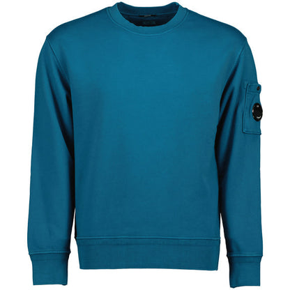 Cp Company Loose Fit Lens Diagonal Fleece Resist Dyed Sweatshirt In Ink Blue