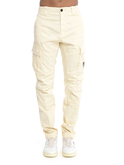 Cp Company 056A Stretch Sateen Cargo Pants In Cream