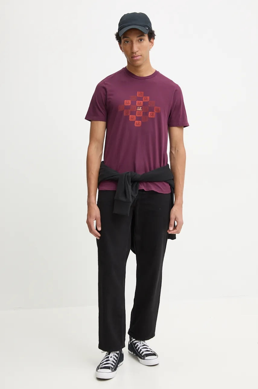 Cp Company 240A Check Logo Print In Potent Purple