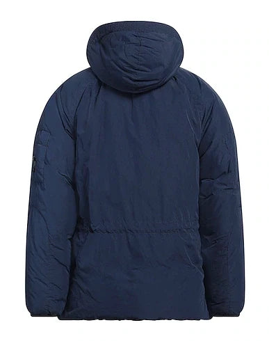 Cp Company Long Flatt Nylon Lens Down Jacket in Peacoat