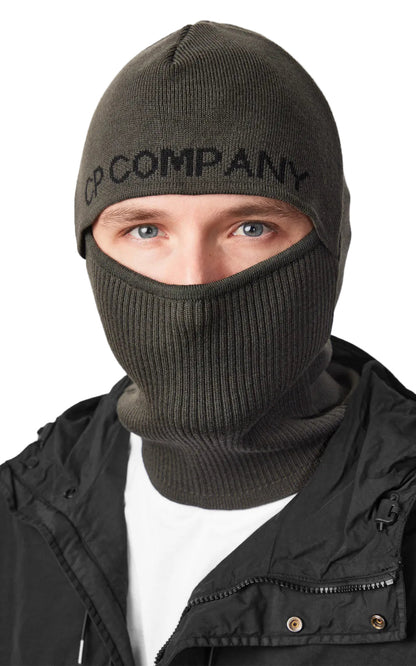 Cp Company Knitted Big Logo Balaclava Olive Night