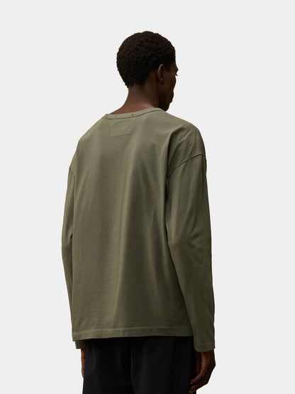 Cp Company 182A Boxy Fit Embroidered Logo Long Sleeve T-Shirt In Grape Leaf