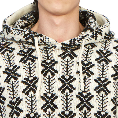 Cp Company V01 Wool Jacquard Logo Hooded Knit In Black