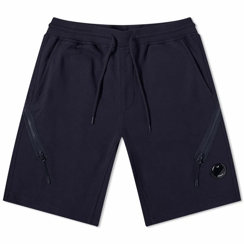 Cp Company Loose Fit Diagonal Raised Fleece Lens Shorts in Navy