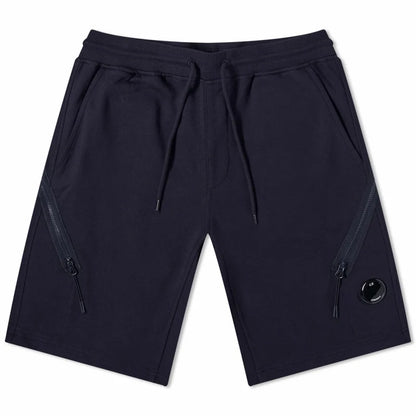 Cp Company Loose Fit Diagonal Raised Fleece Lens Shorts in Navy