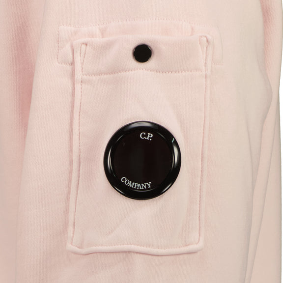 Cp Company Loose Fit Lens Diagonal Fleece Resist Dyed Sweatshirt In Heavenly Pink