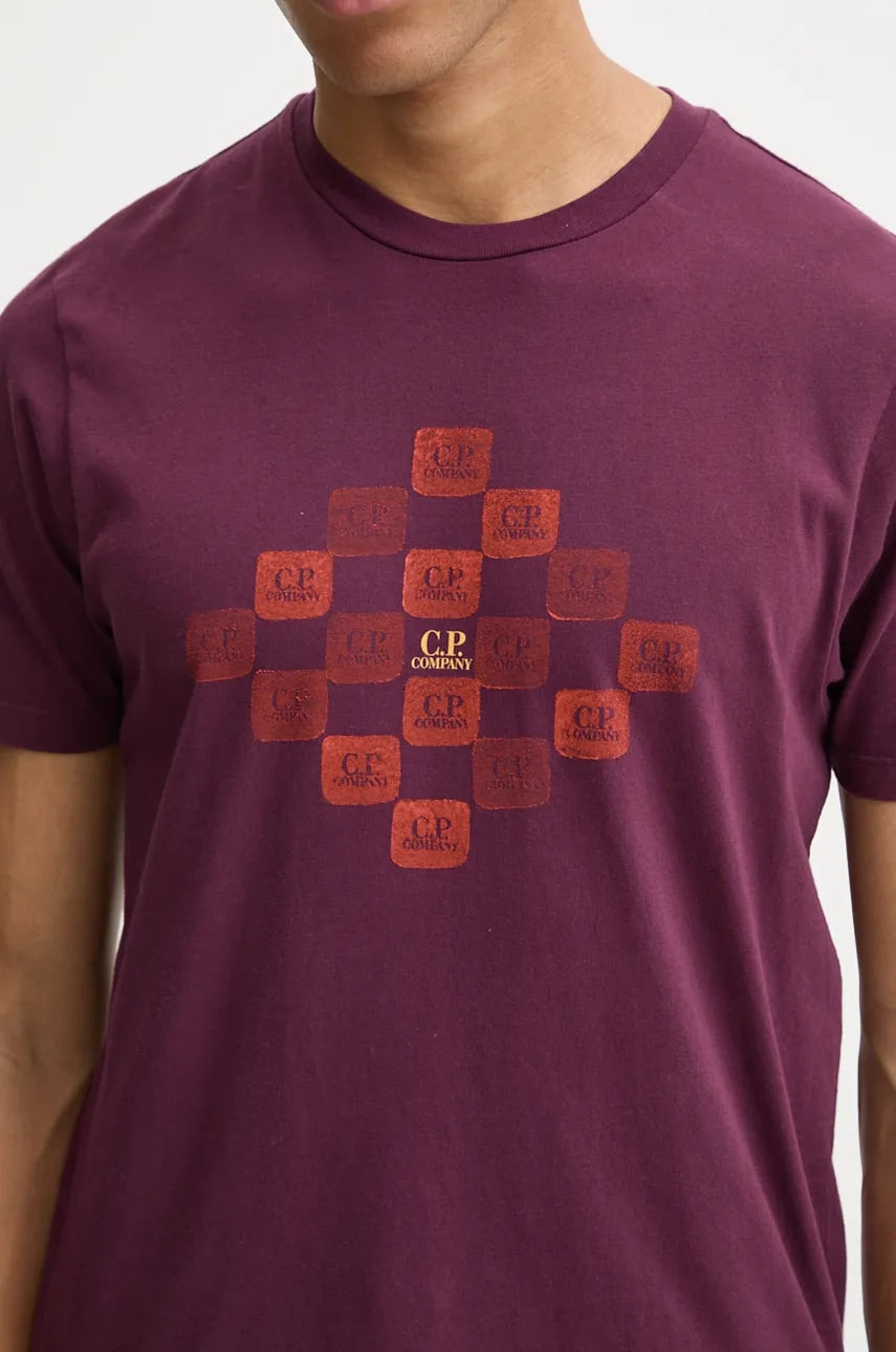 Cp Company 240A Check Logo Print In Potent Purple