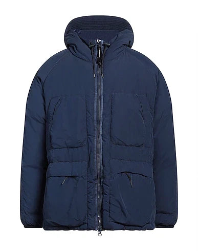 Cp Company Long Flatt Nylon Lens Down Jacket in Peacoat