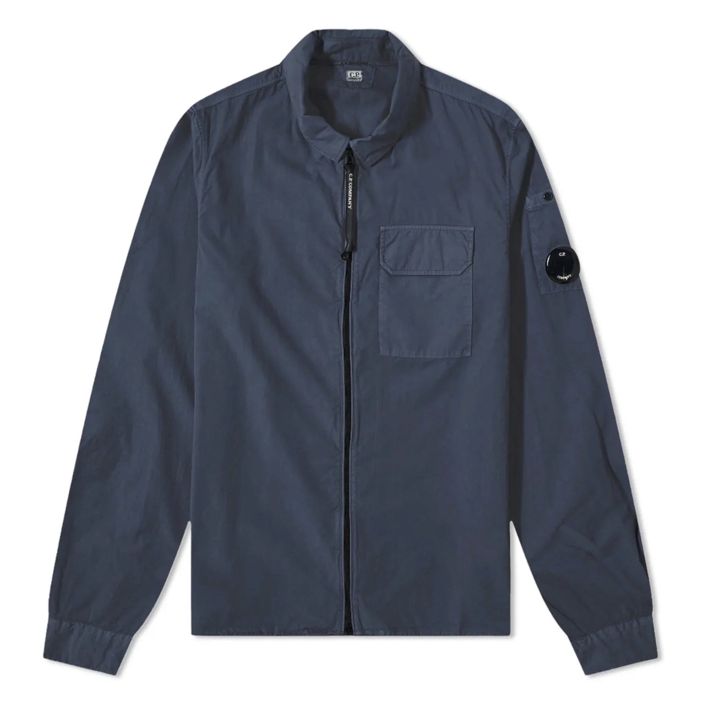 Cp Company Gabardine 158A Full Zip Lens Overshirt In Navy