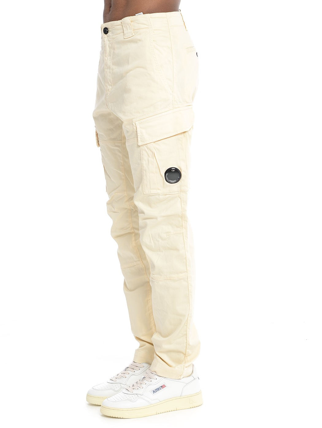 Cp Company 056A Stretch Sateen Cargo Pants In Cream