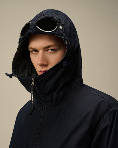 Cp Company 50 Fili Indigo Goggle Jacket In Insignia Blue