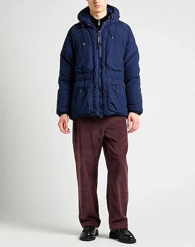 Cp Company Long Flatt Nylon Lens Down Jacket in Peacoat