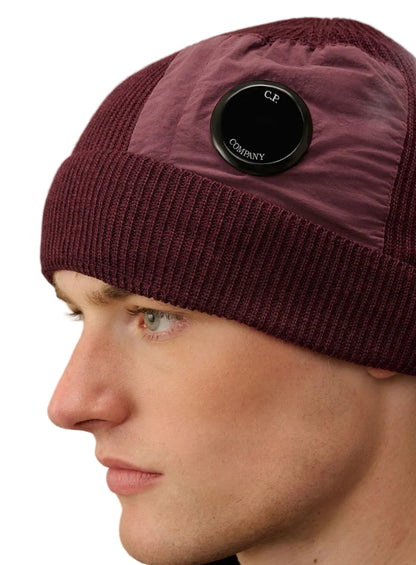 Cp Company Extrafine Merino Wool Mixed Lens Beanie In Potent Purple