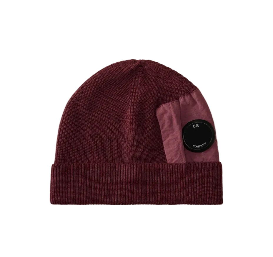Cp Company Extrafine Merino Wool Mixed Lens Beanie In Potent Purple