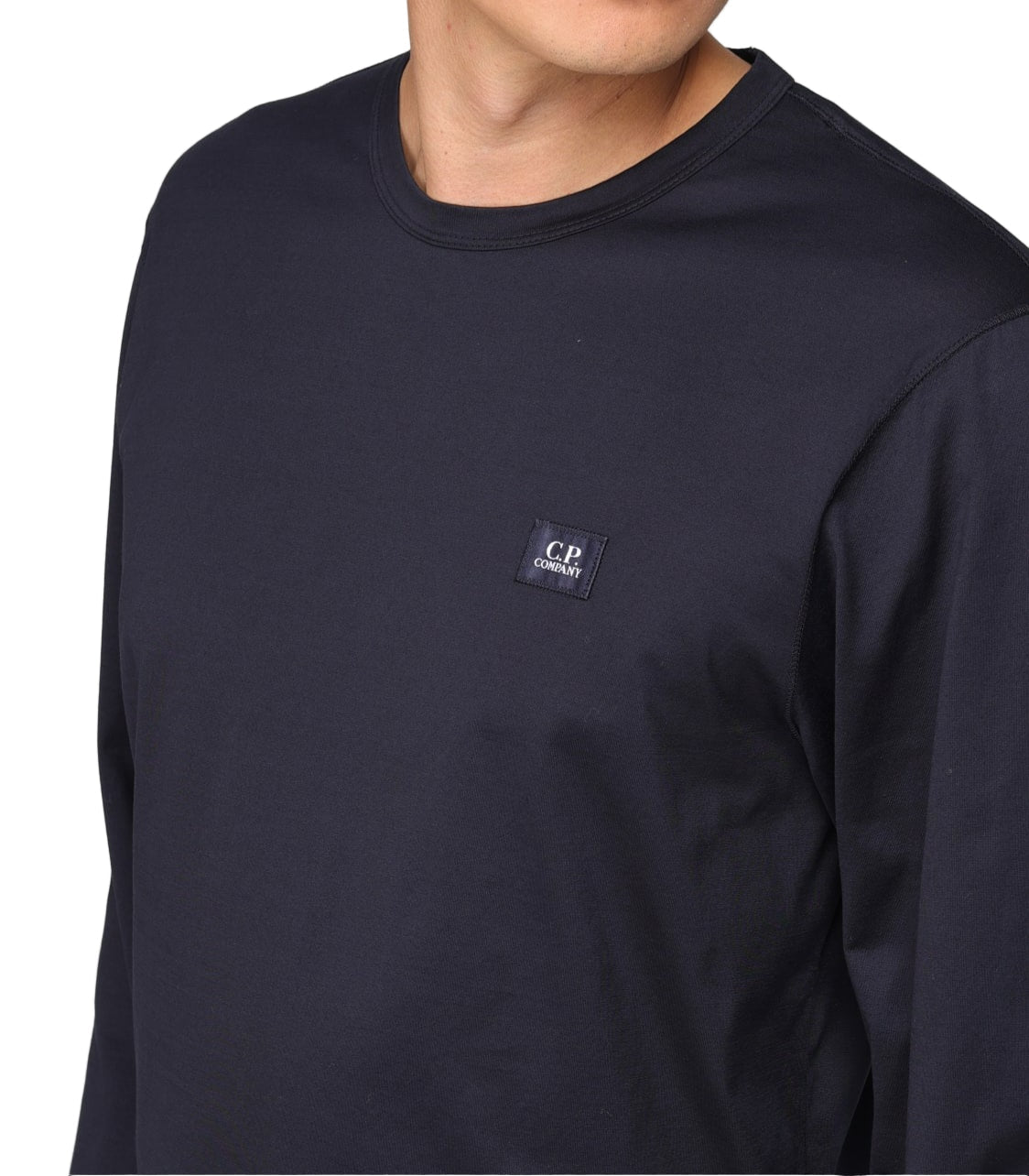 Cp Company Embroidered Logo Long Sleeve T-Shirt In Navy