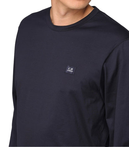 Cp Company Embroidered Logo Long Sleeve T-Shirt In Navy