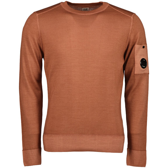 Cp Company 245A Garment Dyed Merino Wool Lens Sweatshirt In Cedar Wood