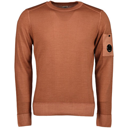 Cp Company 245A Garment Dyed Merino Wool Lens Sweatshirt In Cedar Wood