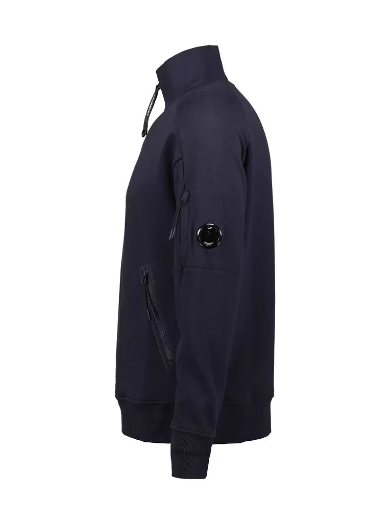 Cp Company Quarter Zip Collar Sweatshirt In Navy