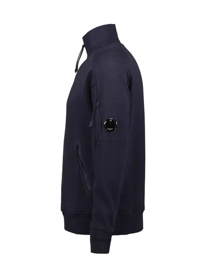 Cp Company Quarter Zip Collar Sweatshirt In Navy