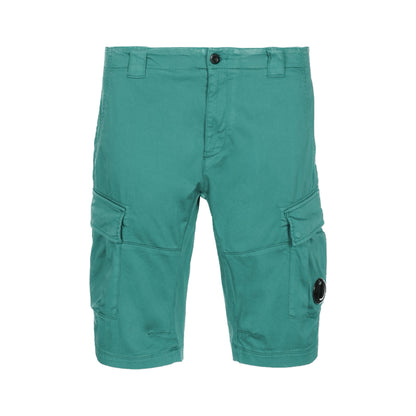 Cp Company 116A Satin Stretch Lens Cargo Shorts Frosty Green