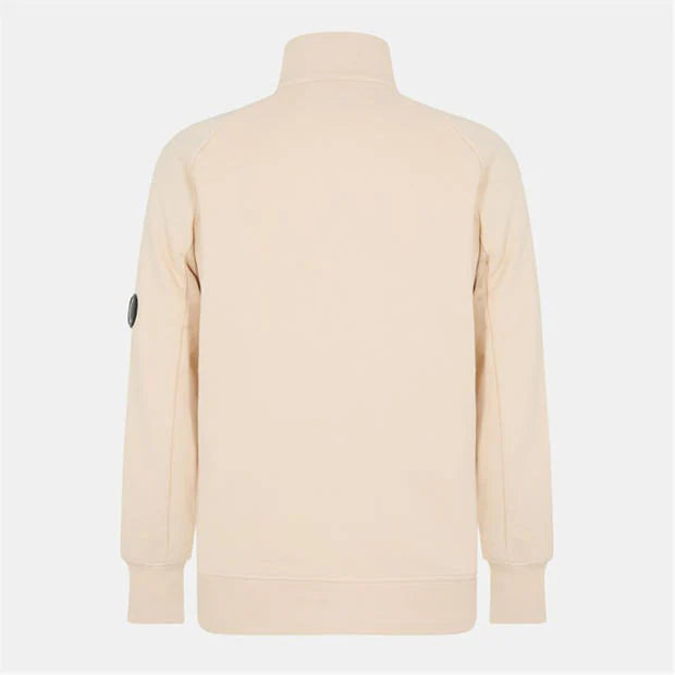 Cp Company 16cm Diagonal Raised Quarter Zip Lens Sweatshirt In Pistachio Shell