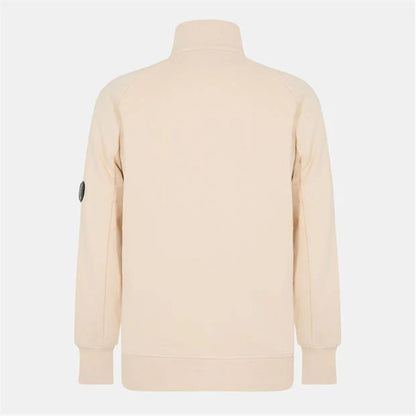 Cp Company 16cm Diagonal Raised Quarter Zip Lens Sweatshirt In Pistachio Shell