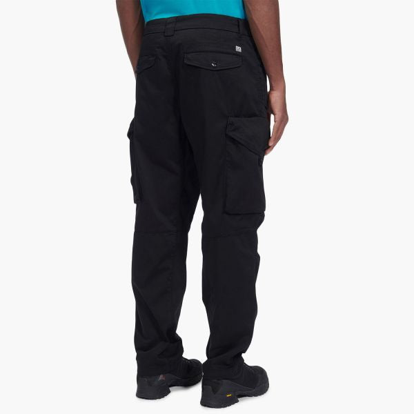 Cp Company 059A Stretch Sateen Loose Fit Lens Cargo Pants In Black